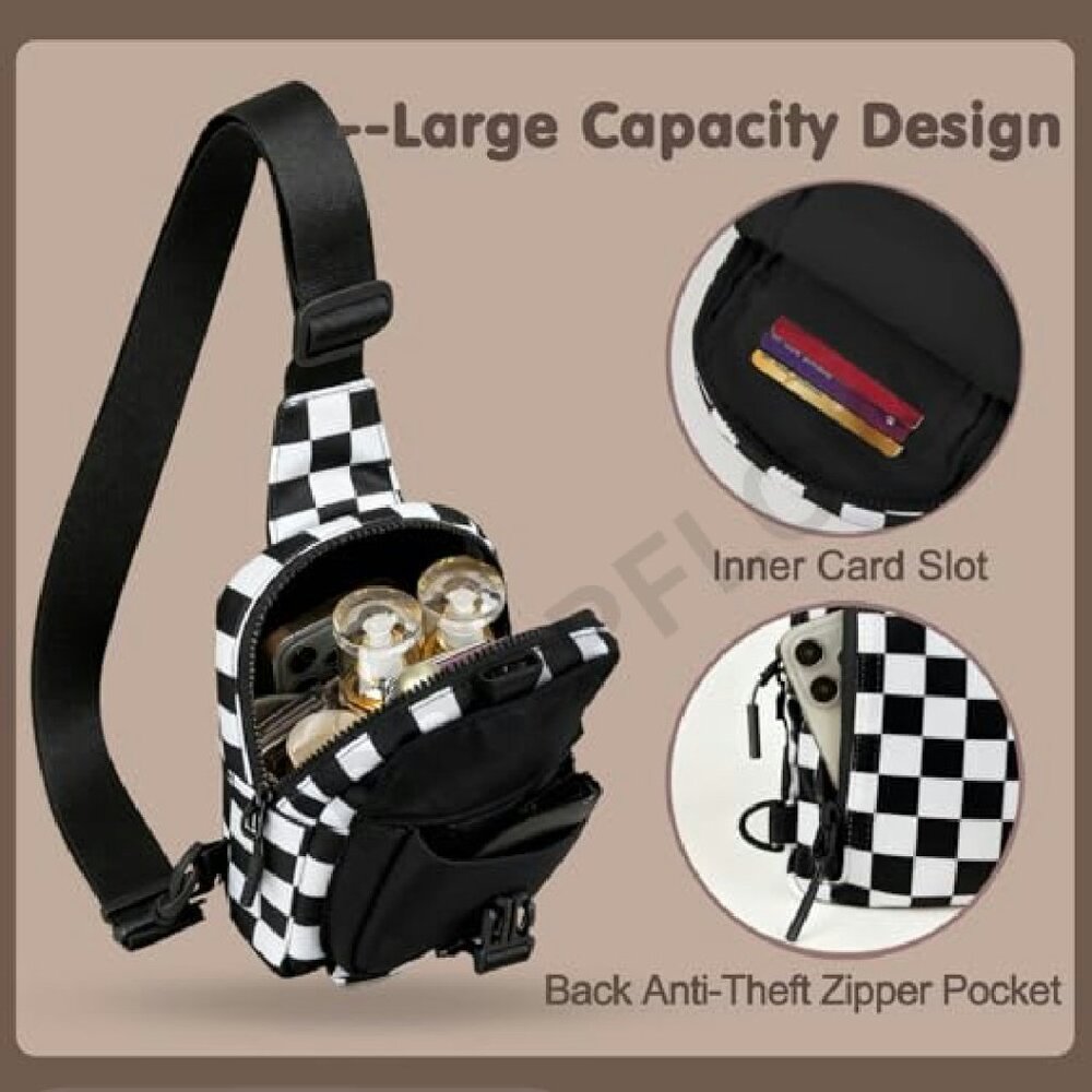 Crossbody Bum Bag Multi-Compartment Adjustable Straps Lightweight Travel Chic - Picture 6 of 8